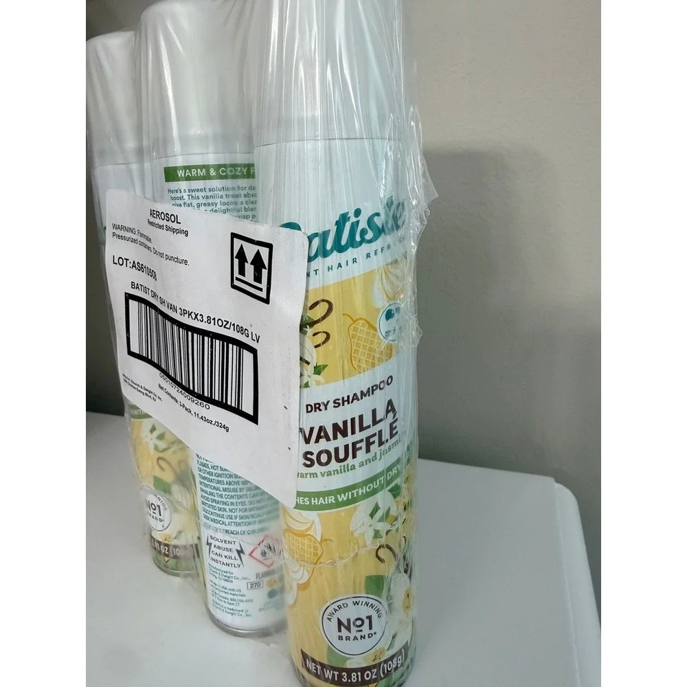 Batiste Dry Shampoo Unisex 3-Pack 3.81oz Vanilla Souffle Warm Jasmine NWT